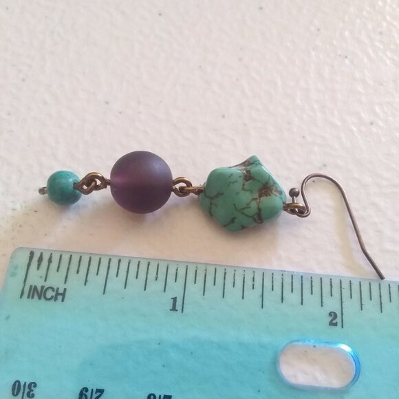 Handmade for the Wild@Heart! Turquoise Magnesite Dangle Earrings - Southwestern - Picture 12 of 13